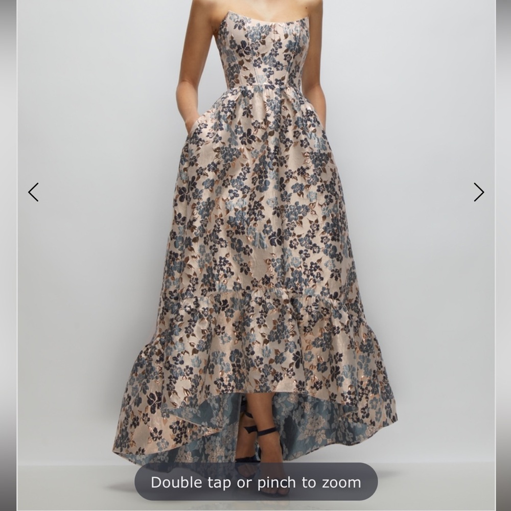 Floral Dress in Blue, Bronze and Pink